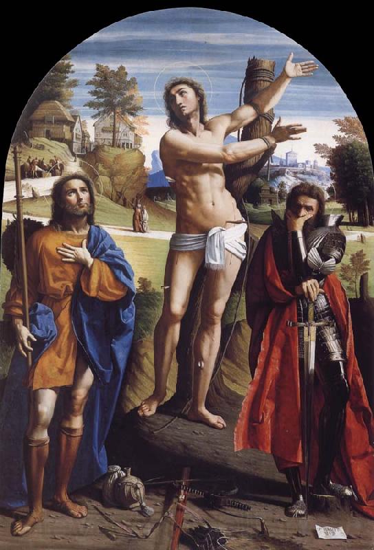 Giovanni Battista Ortolano Saint Sebastian with Saints Roch and Demetrius Germany oil painting art